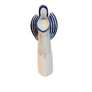 Vintage Dennis East Blue Pearl 9.5" High Angel Votive Holder